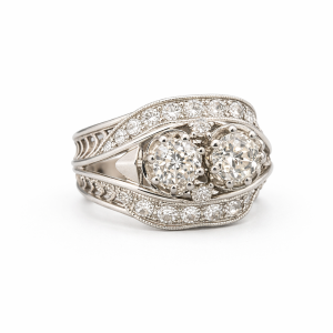 Anillo antigüo de platino con diamantes ’50