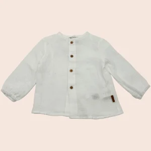 Blusa de bebé blanca con botones de madera | Cocote x Charanga