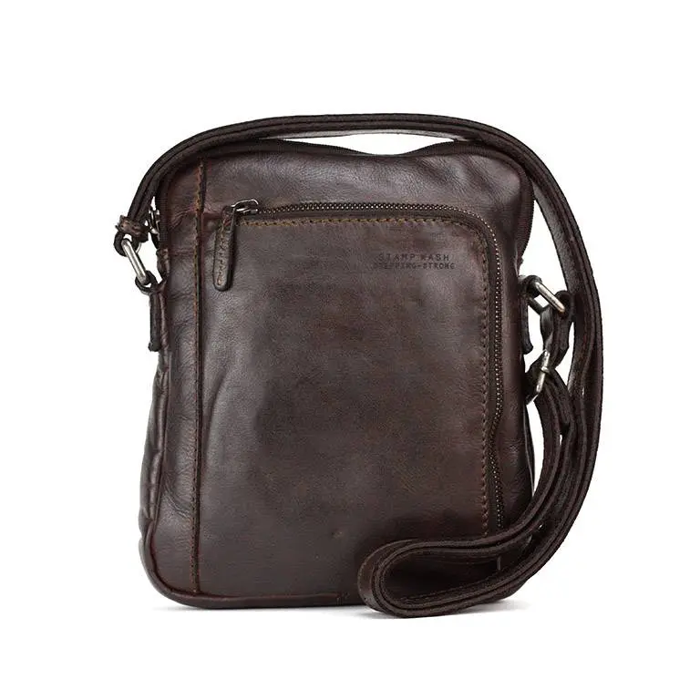 Bolso STAMP · Bandolera Mediana · Piel Lavada · Color Cuero y Marrón · Coleccion Tichi - Imagen 3