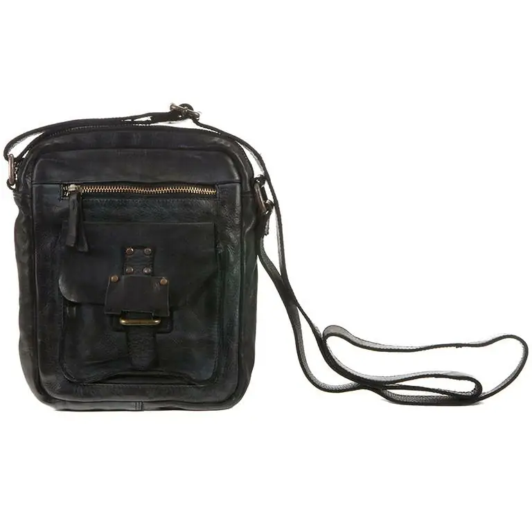 Bolso STAMP · Bandolera Mediana · Piel Lavada · Color Cuero y Negro · Coleccion Atlas - Imagen 7
