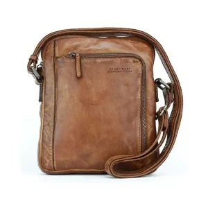 Bolso STAMP · Bandolera Mediana · Piel Lavada · Color Cuero y Marrón · Coleccion Tichi