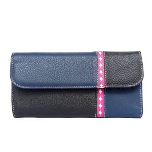 Billetera de mujer piel grande negro/marino