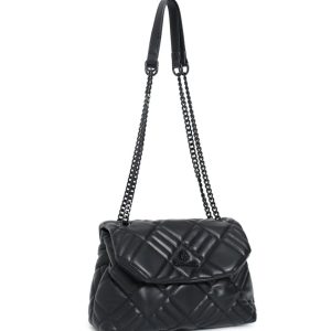 Bolso acolchado CACHAREL con solapa media negro
