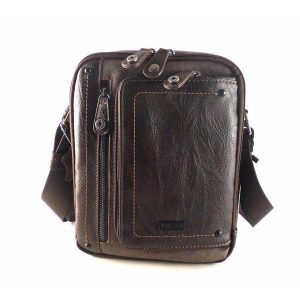 Bolso bandolera hombre Matties Bags nylon combinado color marrón