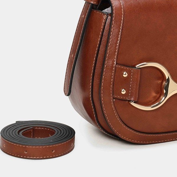 Bolso de hombro con solapa BINNARI Fanny color cuero - Imagen 3