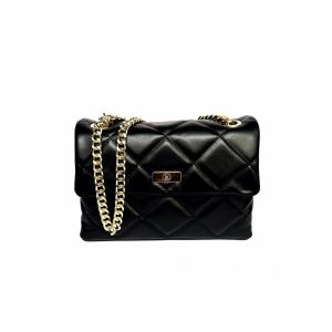 Bolso de vestir acolchado en piel negro