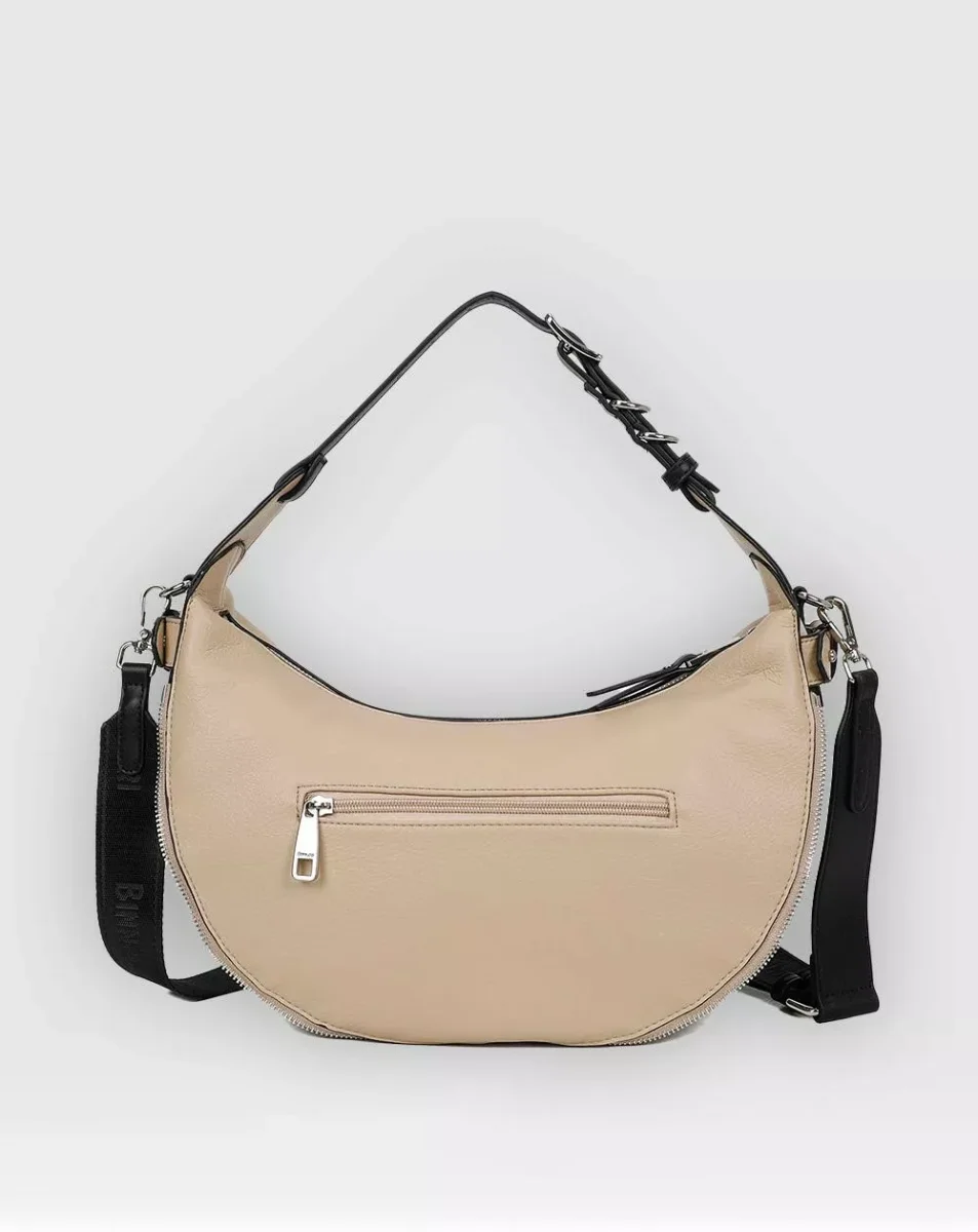Bolso de hombro Binnari modelo Oslo beige y negro - Imagen 6