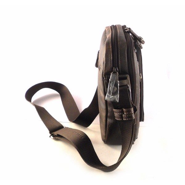 Bolso bandolera hombre Matties Bags nylon combinado color marrón - Imagen 4