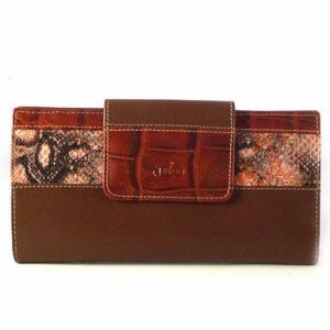 Cartera billetera mujer piel de calidad Nilo grande marrón combinada