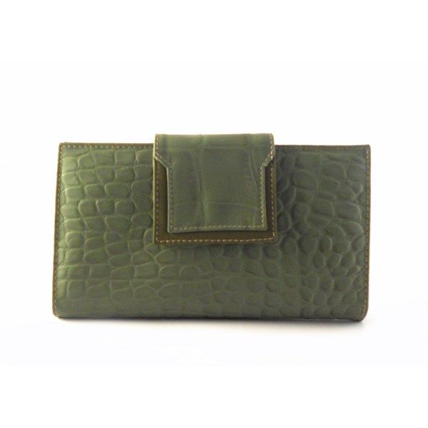 Billetera de piel grande para mujer NILO coco print verde - Imagen 2