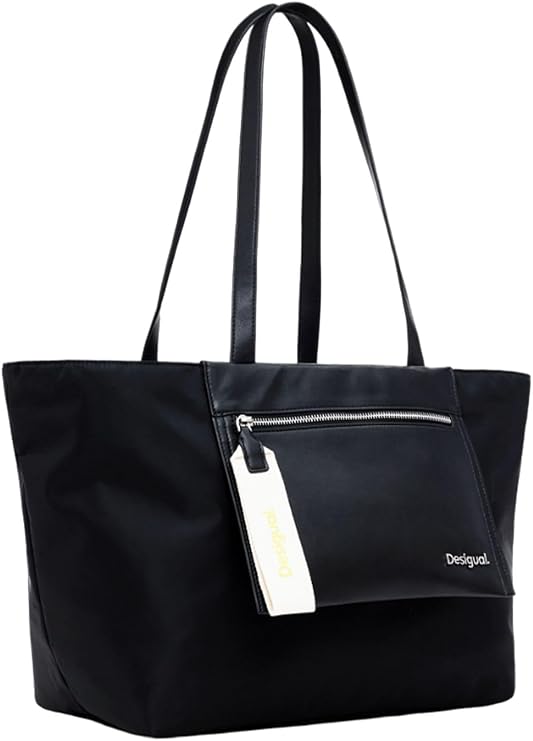 DESIGUAL – Bolso Shopper Grande Negro Mujer con Cremallera Desigual Priori 57 cm - Imagen 3