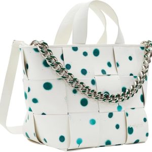 DESIGUAL – Bolso Shopper Desigual Valdivia Blanco Lunares Verde 24SAXP10