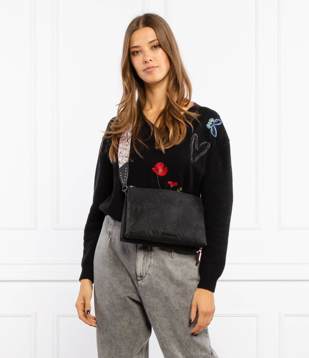 DESIGUAL – Bolso Bandolera Desigual Galia Dortmund Negro Pequeño 21WAXP87 - Imagen 9