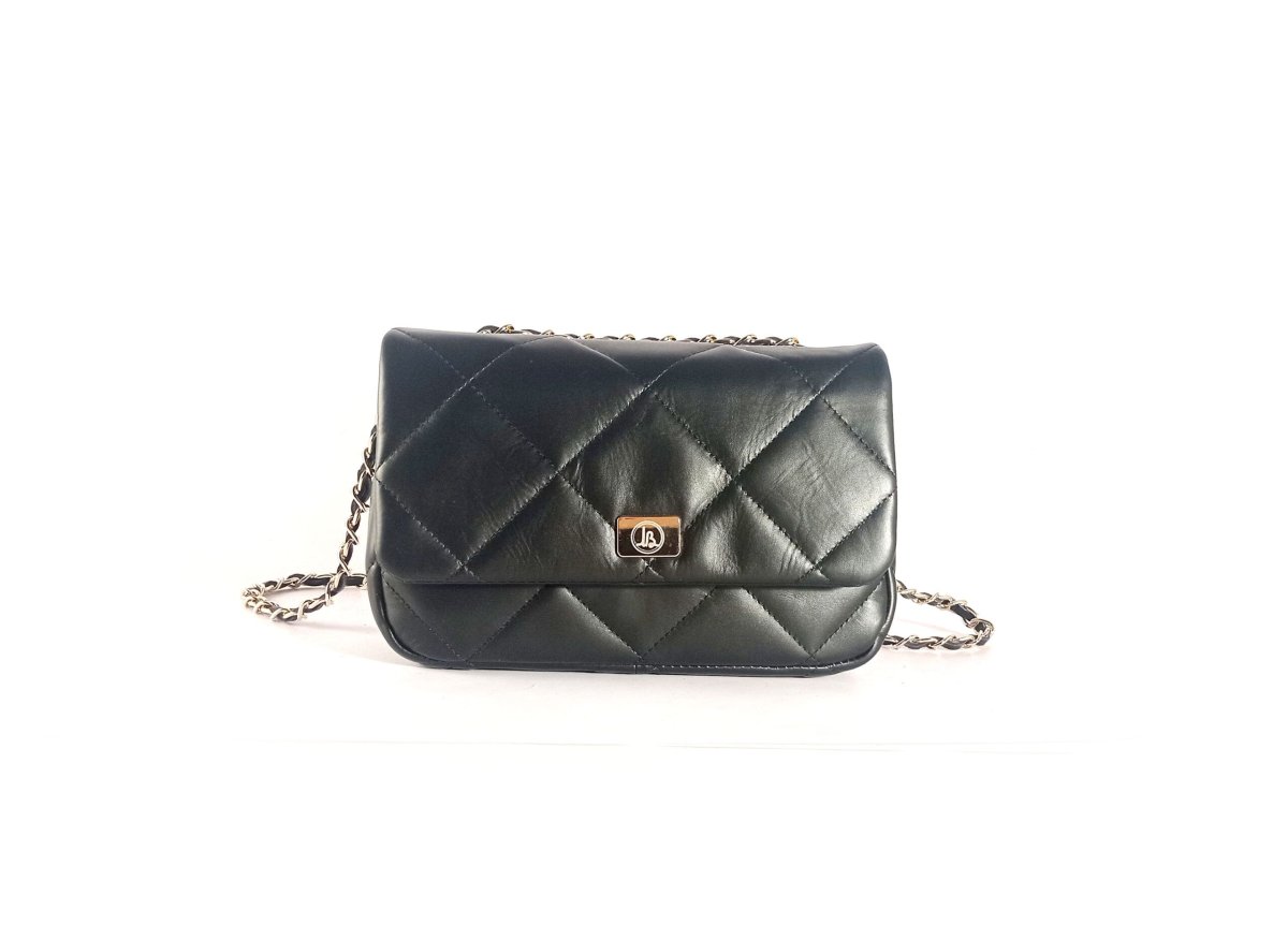 Bolso bandolera acolchado tipo chanel en piel negro