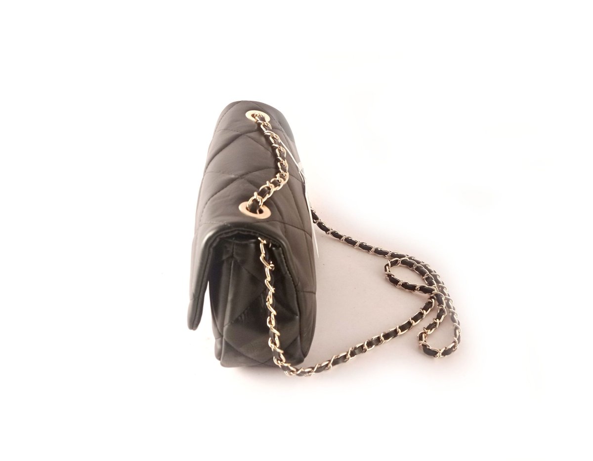 Bolso bandolera acolchado tipo chanel en piel negro - Imagen 3