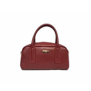 Bolso asa de mano en piel auténtica LB burdeos