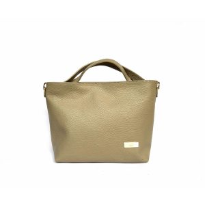 Bolso de mano dos asas en PIEL auténtica taupe
