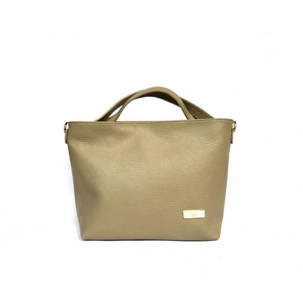Bolso de mano dos asas en PIEL auténtica taupe - Imagen 2