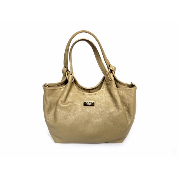 Bolso de hombro LB en piel legítima color taupe - Imagen 2