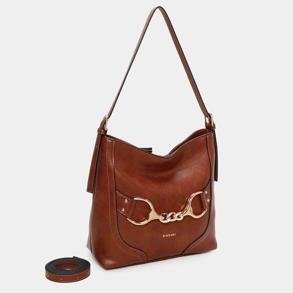 Bolso de hombro BINNARI Fanny color cuero - Imagen 2