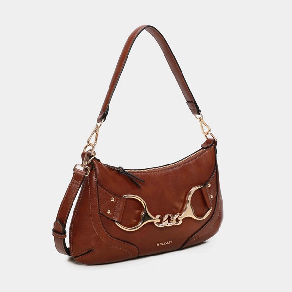Bolso de hombro pequeño BINNARI Fanny color cuero - Imagen 3