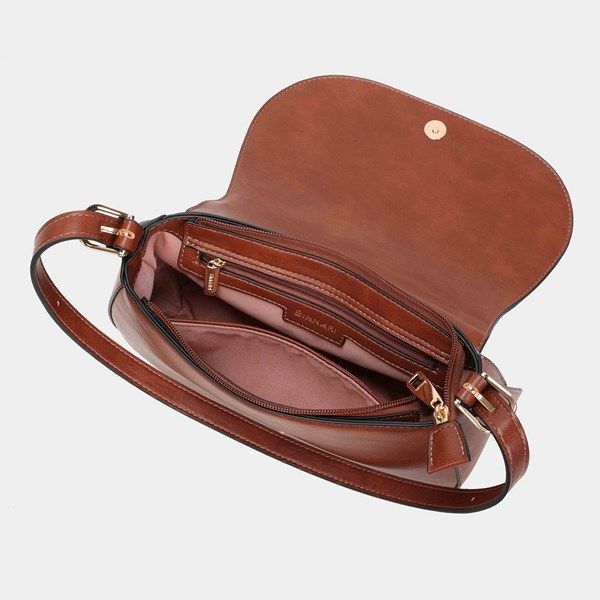 Bolso de hombro con solapa BINNARI Fanny color cuero - Imagen 4