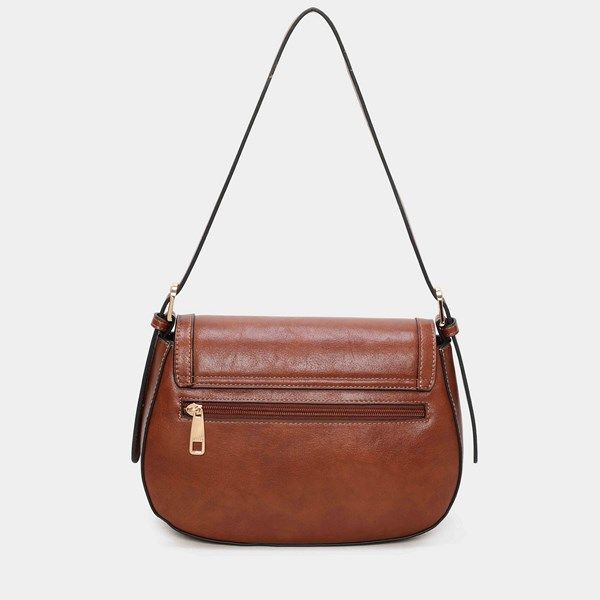 Bolso de hombro con solapa BINNARI Fanny color cuero - Imagen 5