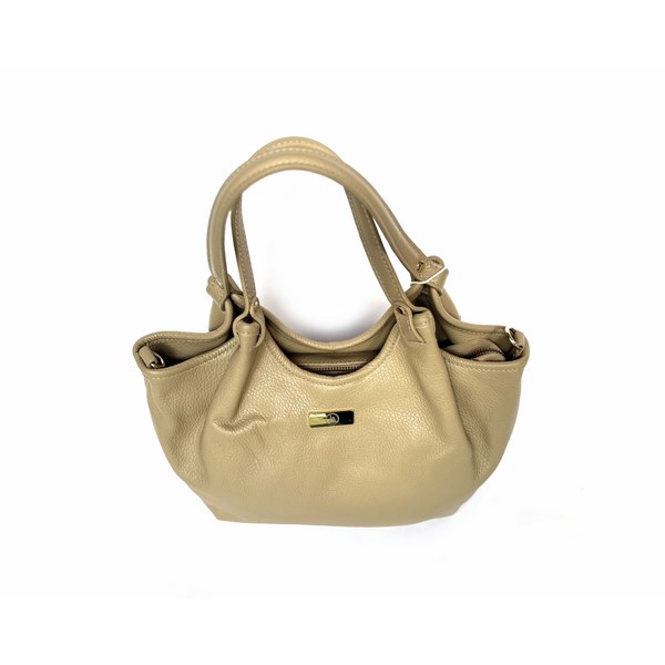 Bolso de hombro LB en piel legítima color taupe - Imagen 3