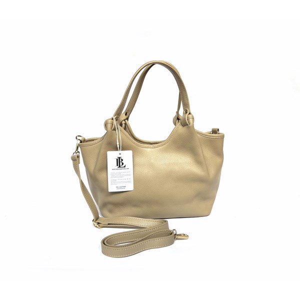 Bolso de hombro LB en piel legítima color taupe - Imagen 4