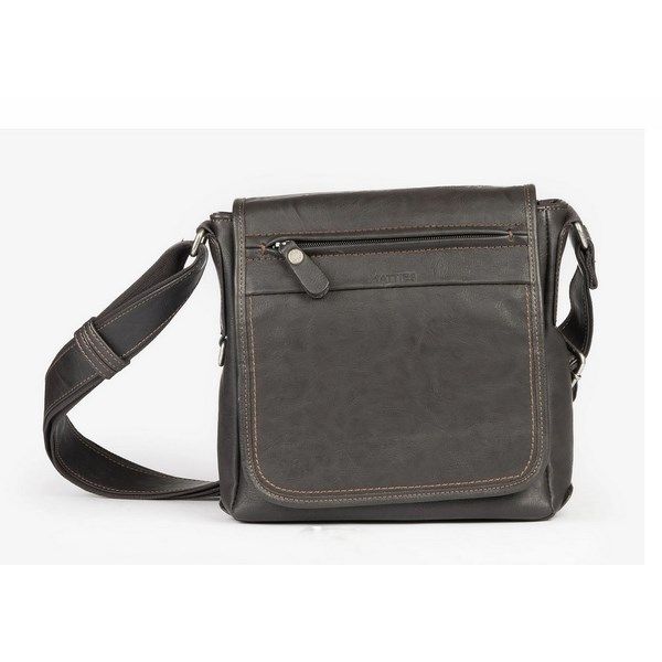 Bolso reportero hombre Matties Bags con solapa café - Imagen 2