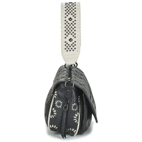 DESIGUAL – Bolso Amorina Tromso Negro Blanco Mujer Bandolera 2.2L Flores Tachuelas - Imagen 6