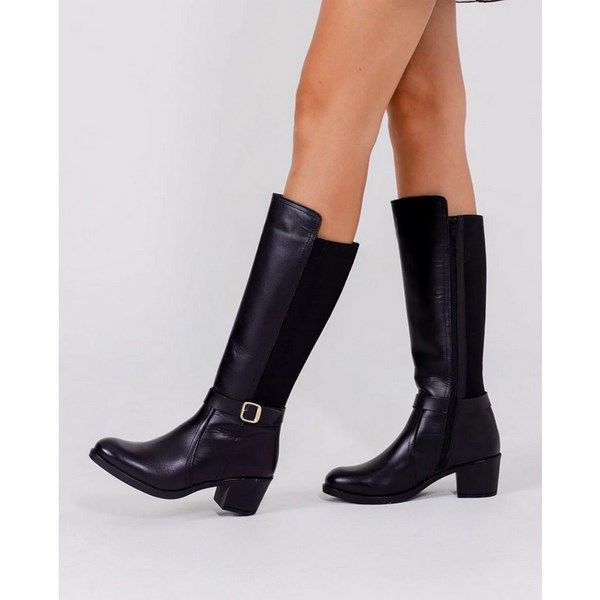 Botas de tacón en piel YOKONO Lille-001 negro - Imagen 5
