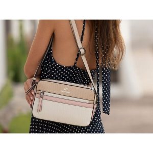 Bandolera Cacharel con doble compartimento en color nude