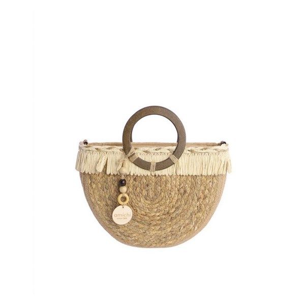 Cesta de mano con asas de madera AMICHI