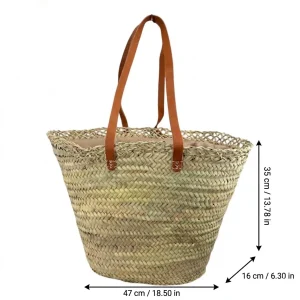 Cesta Capazo Grande de Mujer en Rafia Artesanal con 2 Asas Largas y Diseño Original