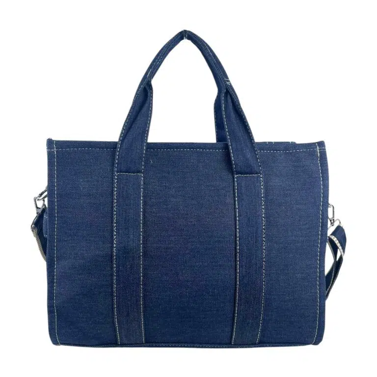 Bolso de Mano en Algodón Tipo Tote Grande para Mujer con Cremallera y Bolsillos Interiores - Imagen 4