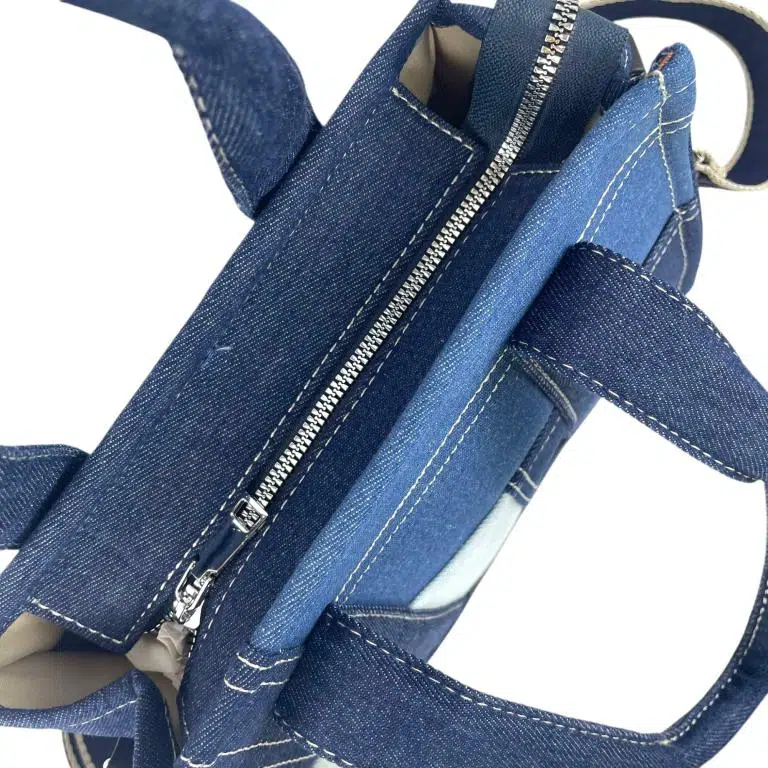 Bolso de Mano en Algodón Tipo Tote Pequeño para Mujer con Asas Cortas y Tira Bandolera - Imagen 5
