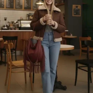 Chaqueta de Aviador con Pelo Sintético, Gran Calidad y Diseño Elegante para Mujer