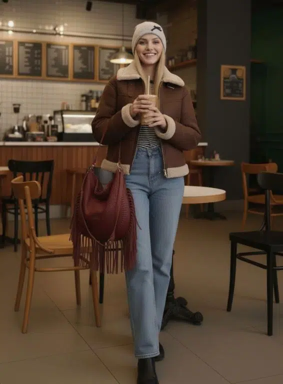 Chaqueta de Aviador con Pelo Sintético, Gran Calidad y Diseño Elegante para Mujer - Imagen 2