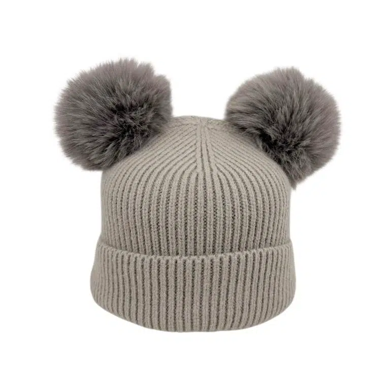 Gorro de Lana y Cashmere para Mujer con 2 Pompones Decorativos Extraíbles - Imagen 4
