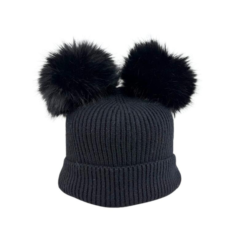 Gorro de Lana y Cashmere para Mujer con 2 Pompones Decorativos Extraíbles - Imagen 5