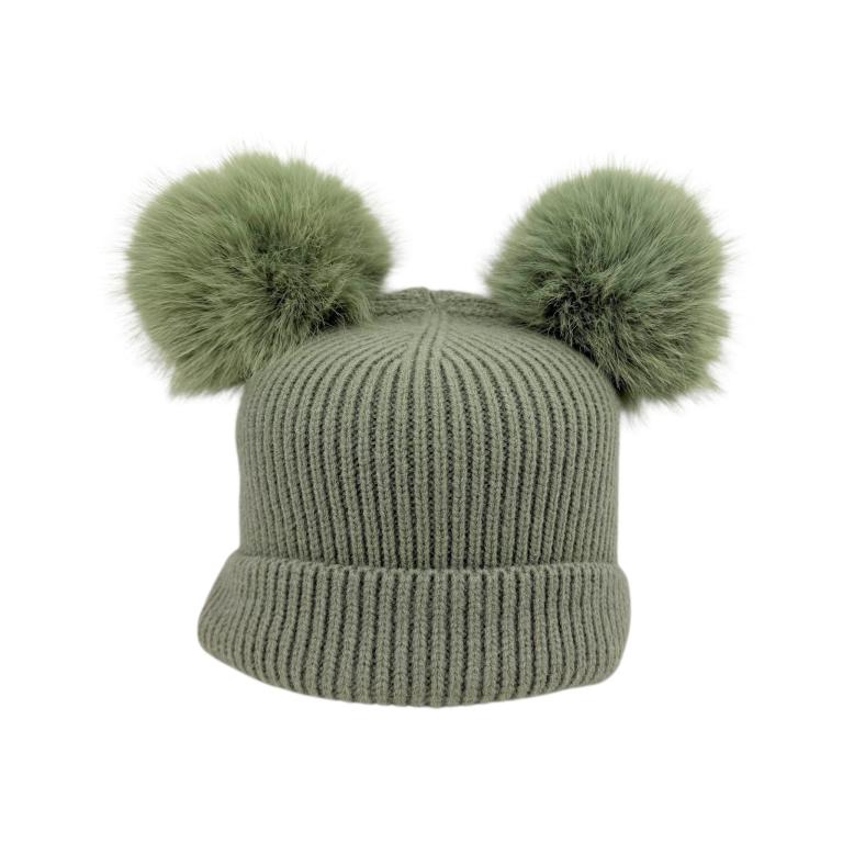 Gorro de Lana y Cashmere para Mujer con 2 Pompones Decorativos Extraíbles - Imagen 3