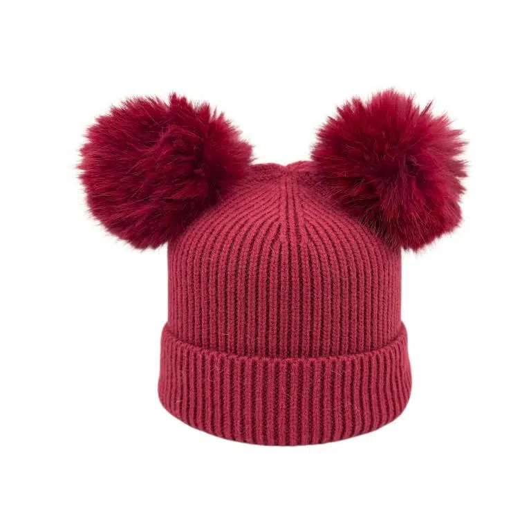 Gorro de Lana y Cashmere para Mujer con 2 Pompones Decorativos Extraíbles - Imagen 7