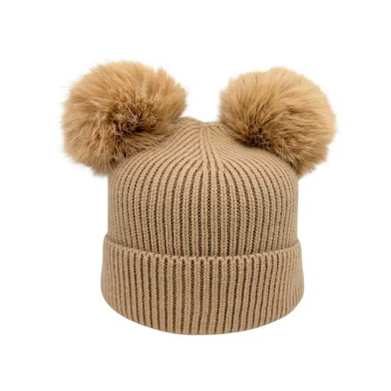 Gorro de Lana y Cashmere para Mujer con 2 Pompones Decorativos Extraíbles - Imagen 6