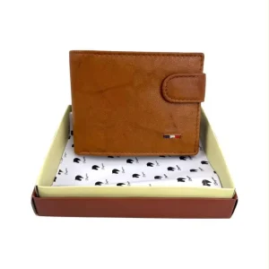 Cartera de Hombre en Piel de Gran Calidad con Rejilla, Caja y Bolsillo Interno