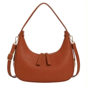 Bolso de Hombro Sintético con Diseño Medialuna y 2 Cremalleras para Mujer