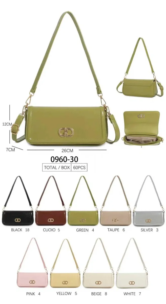 Bolso de Hombro Sintético con Asa Larga Extraíble y Solapa con Manivela de Giro para Mujer - Imagen 3