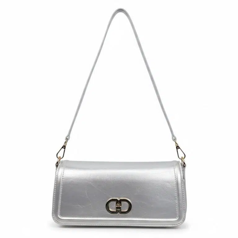 Bolso de Hombro Sintético con Asa Larga Extraíble y Solapa con Manivela de Giro para Mujer - Imagen 8