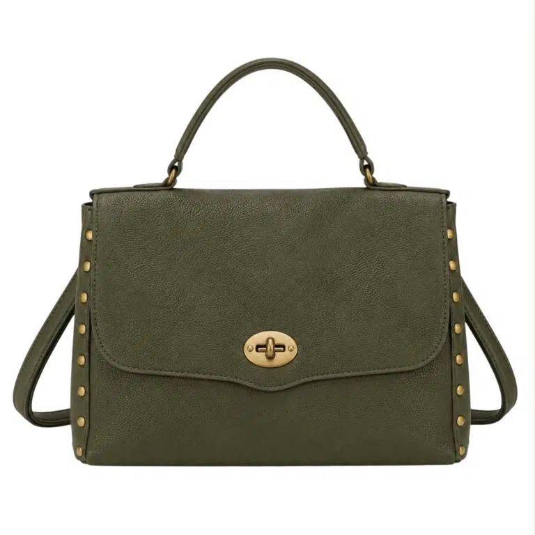 Bolso Maletín Sintético de Mujer con Tachuelas, Solapa de Giro y Gran Capacidad - Imagen 9