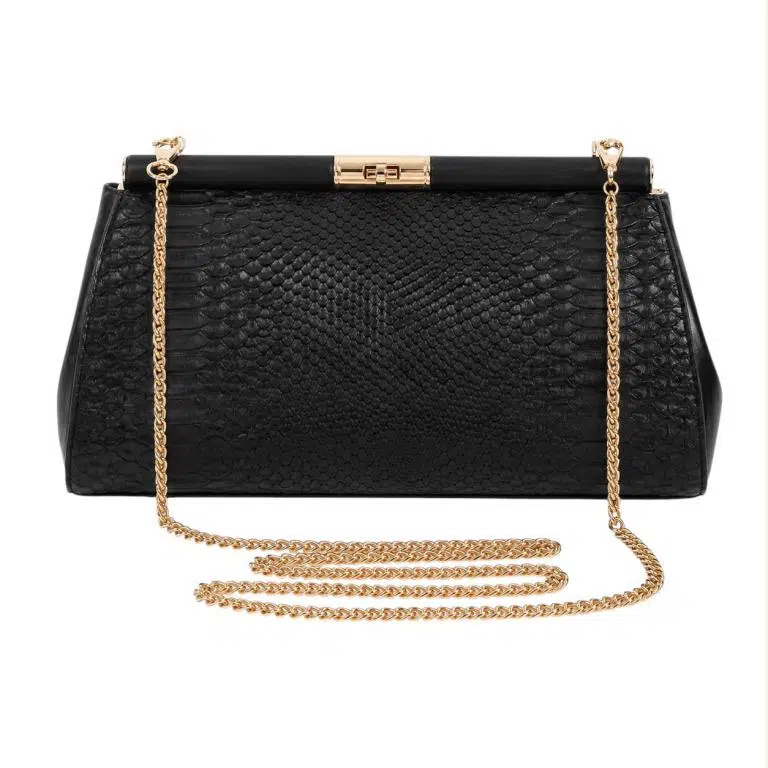 Bolso Sintético tipo Clutch con Estampado de Serpiente y Asa Larga de Cadena para Mujer - Imagen 4